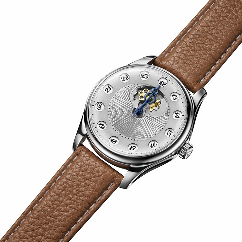 【贈太空人上鍊盒】OLTO-8 奧陀 | 時空之門 O6-1012 |  24小時 星光銀 手工雕刻紋路 機械錶(可客製化) 平攤展示