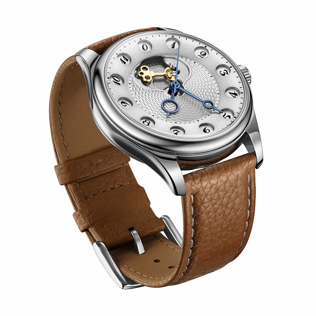 【贈太空人上鍊盒】OLTO-8 奧陀 | 時空之門 O6-1012 |  24小時 星光銀 手工雕刻紋路 機械錶(可客製化) 左側