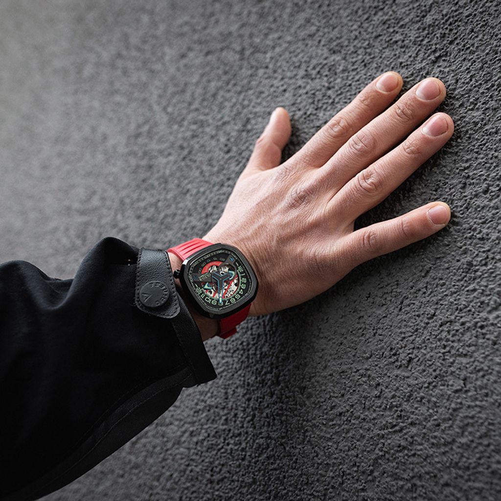 【贈太空人上鍊盒】OLTO-8 奧陀 | INFINITY II IF22-S3836 |  紅色鏤空自動機械錶 穿搭展示