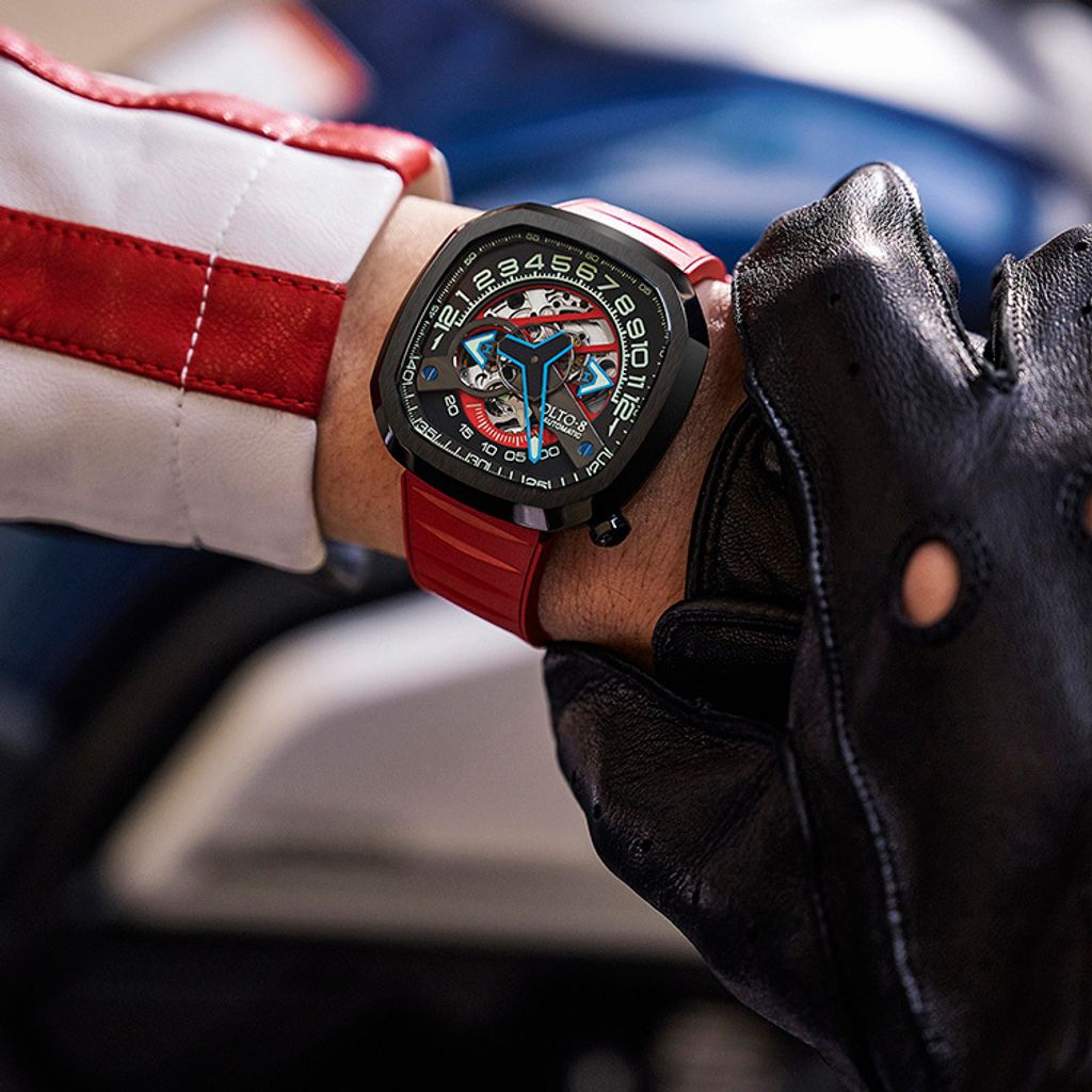 【贈太空人上鍊盒】OLTO-8 奧陀 | INFINITY II IF22-S3836 |  紅色鏤空自動機械錶 實戴細節展示