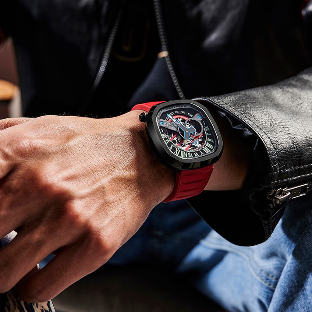 【贈太空人上鍊盒】OLTO-8 奧陀 | INFINITY II IF22-S3836 |  紅色鏤空自動機械錶 實戴穿搭