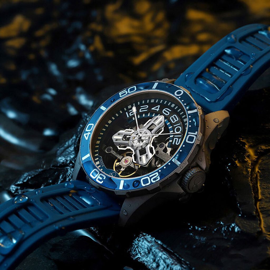 【贈太空人上鍊盒】OLTO-8 奧陀 | D1-1701-S07 |  海洋藍 潛水錶 自動機械錶 實體錶面細節