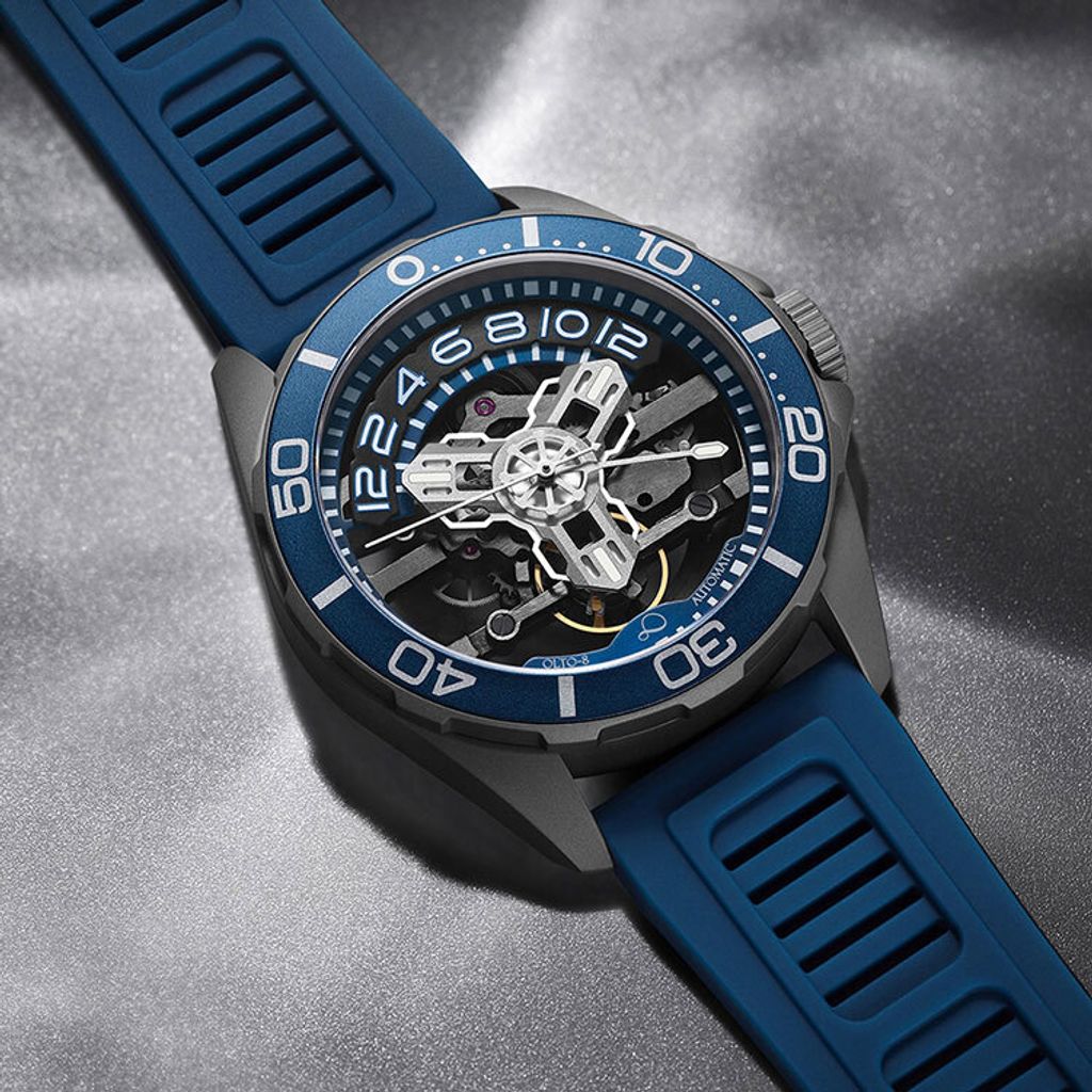 【贈太空人上鍊盒】OLTO-8 奧陀 | D1-1701-S07 |  海洋藍 潛水錶 自動機械錶 錶面細節