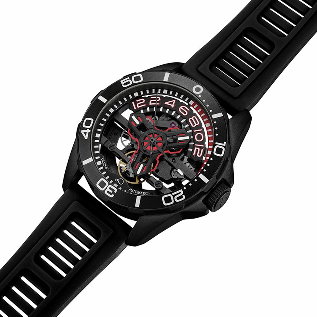 【贈太空人上鍊盒】OLTO-8 奧陀 | D1-3303-S03 |  赭紅色 潛水錶 自動機械錶 錶面細節