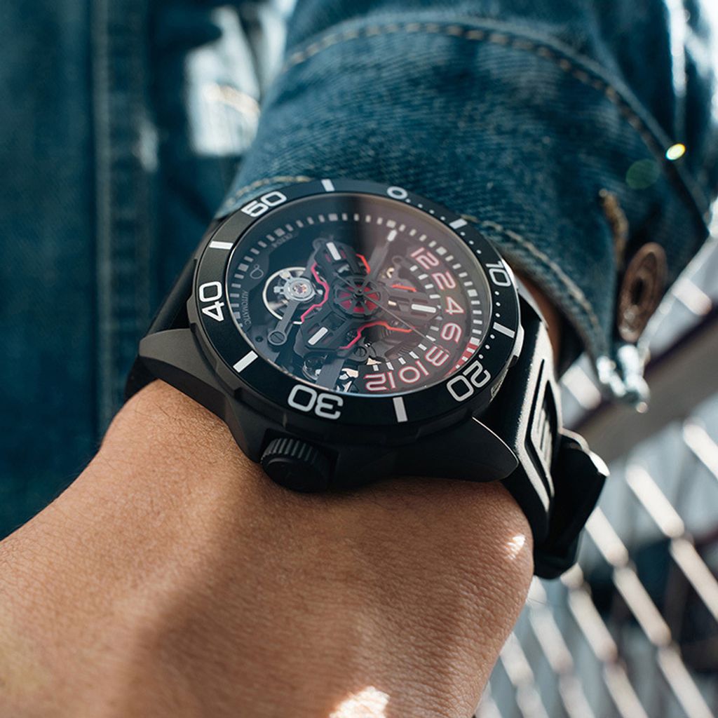 【贈太空人上鍊盒】OLTO-8 奧陀 | D1-3303-S03 |  赭紅色 潛水錶 自動機械錶 實帶細節