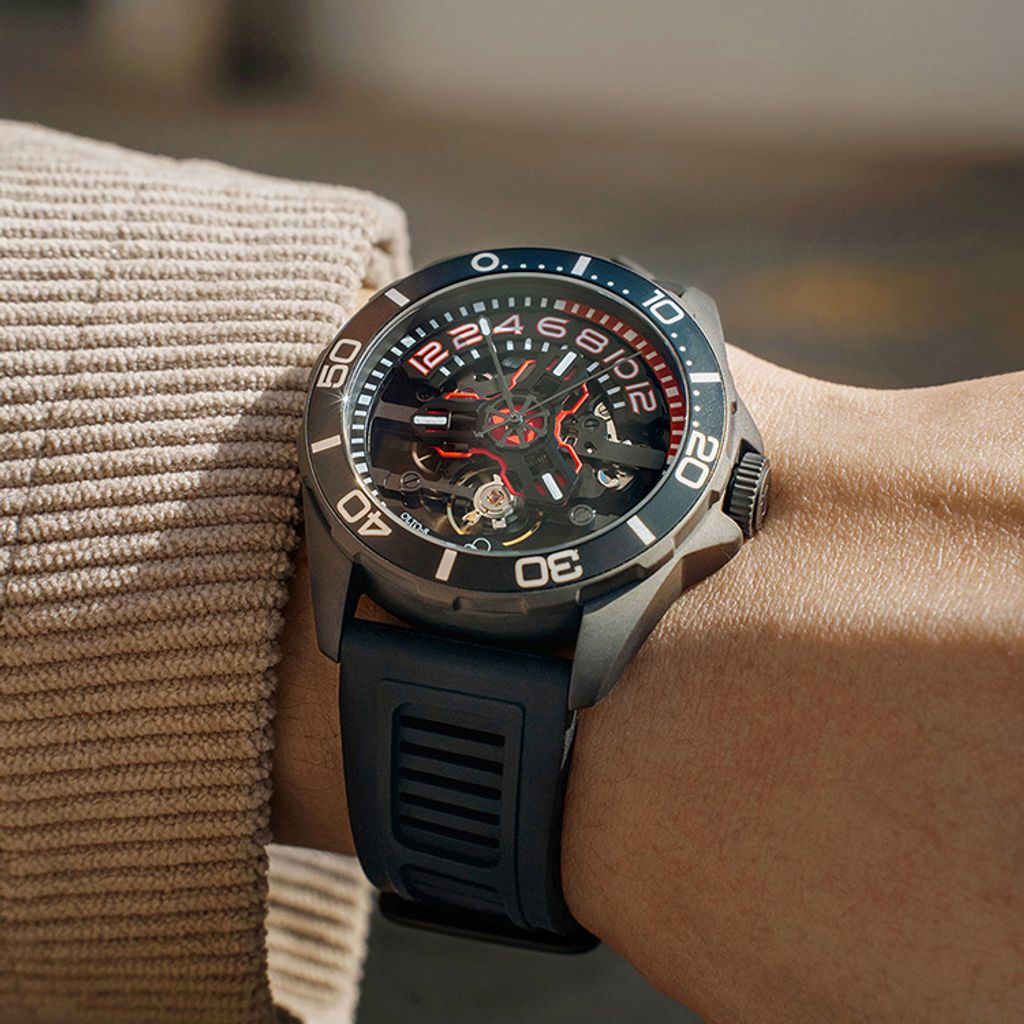 【贈太空人上鍊盒】OLTO-8 奧陀 | D1-3303-S03 |  赭紅色 潛水錶 自動機械錶 實戴展示