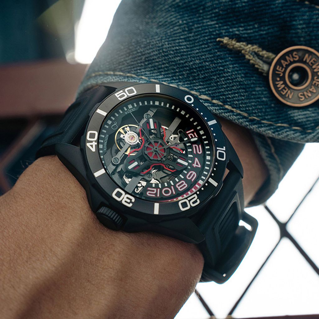 【贈太空人上鍊盒】OLTO-8 奧陀 | D1-3303-S03 |  赭紅色 潛水錶 自動機械錶 實戴錶盤細節