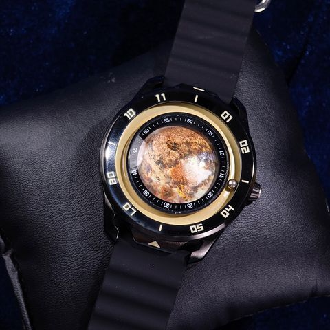 Benlydesign | 星球旅行者系列 MO.J 木星 | 木星造型面盤 石英錶 黑色矽膠錶帶 實體錶面