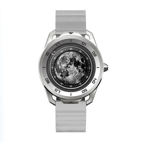 Benlydesign | 星球旅行者系列 MO.M 月球 | 月球造型面盤 石英錶 灰色矽膠錶帶 正面