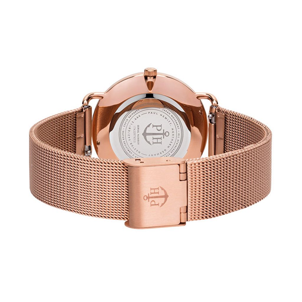 【贈質感包包】Paul Hewitt | Miss Ocean Line PH-M-R-P-4S | 海洋女神 玫瑰金珍珠母貝米蘭腕錶 背面細節