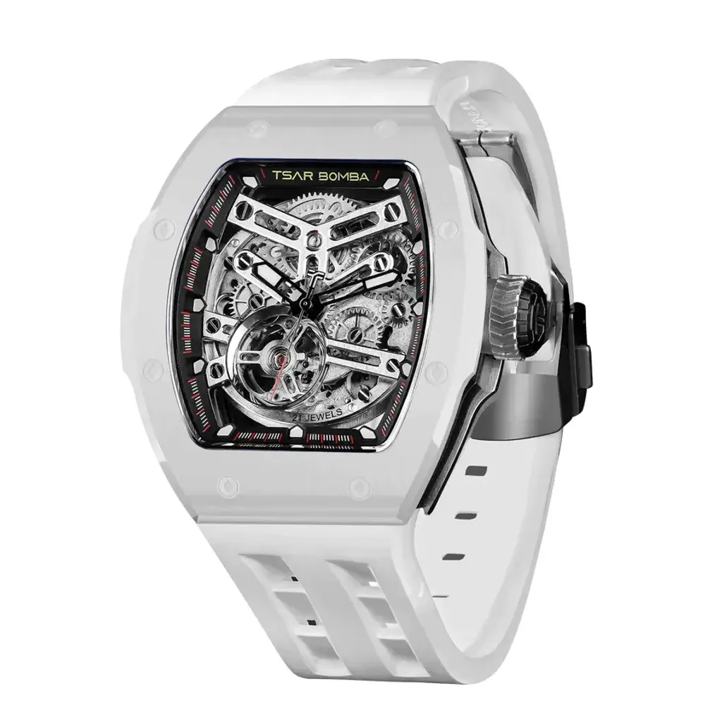 TSAR BOMBA 機械公爵 | 原子系列 TB8218C-Grey | 白色 陶瓷錶殼 氟橡膠錶帶 機械錶 側面