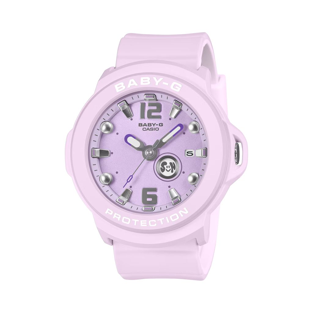 CASIO BABY-G | BGA-15 系列 BGA-15K-6A | 2026新款 粉紫色 多彩圓形腕錶 正面