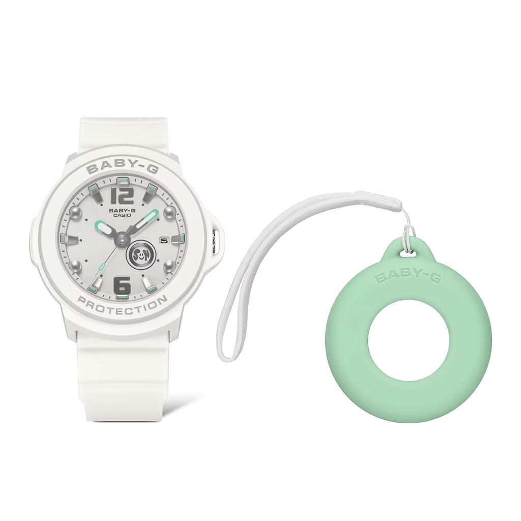 CASIO BABY-G | BGA-15 系列 BGA-15K-7A | 2026新款 白色 嫩綠 多彩圓形腕錶 套組