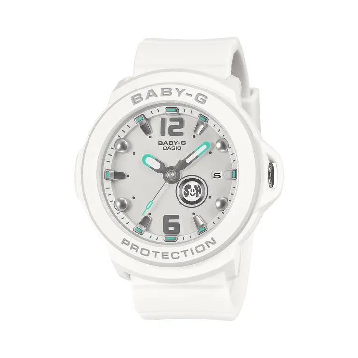 CASIO BABY-G | BGA-15 系列 BGA-15K-7A | 2026新款 白色 嫩綠 多彩圓形腕錶 正面