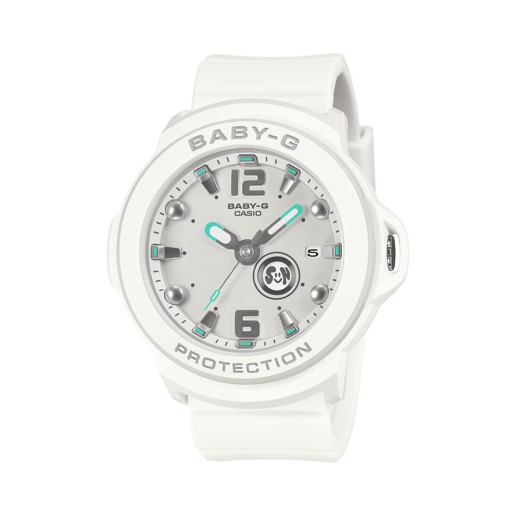 CASIO BABY-G | BGA-15 系列 BGA-15K-7A | 2026新款 白色 嫩綠 多彩圓形腕錶 正面