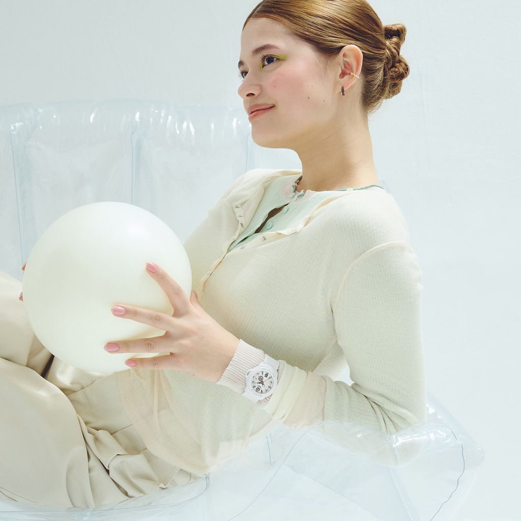 CASIO BABY-G | BGA-15 系列 BGA-15K-7A | 2026新款 白色 嫩綠 多彩圓形腕錶 實戴展示