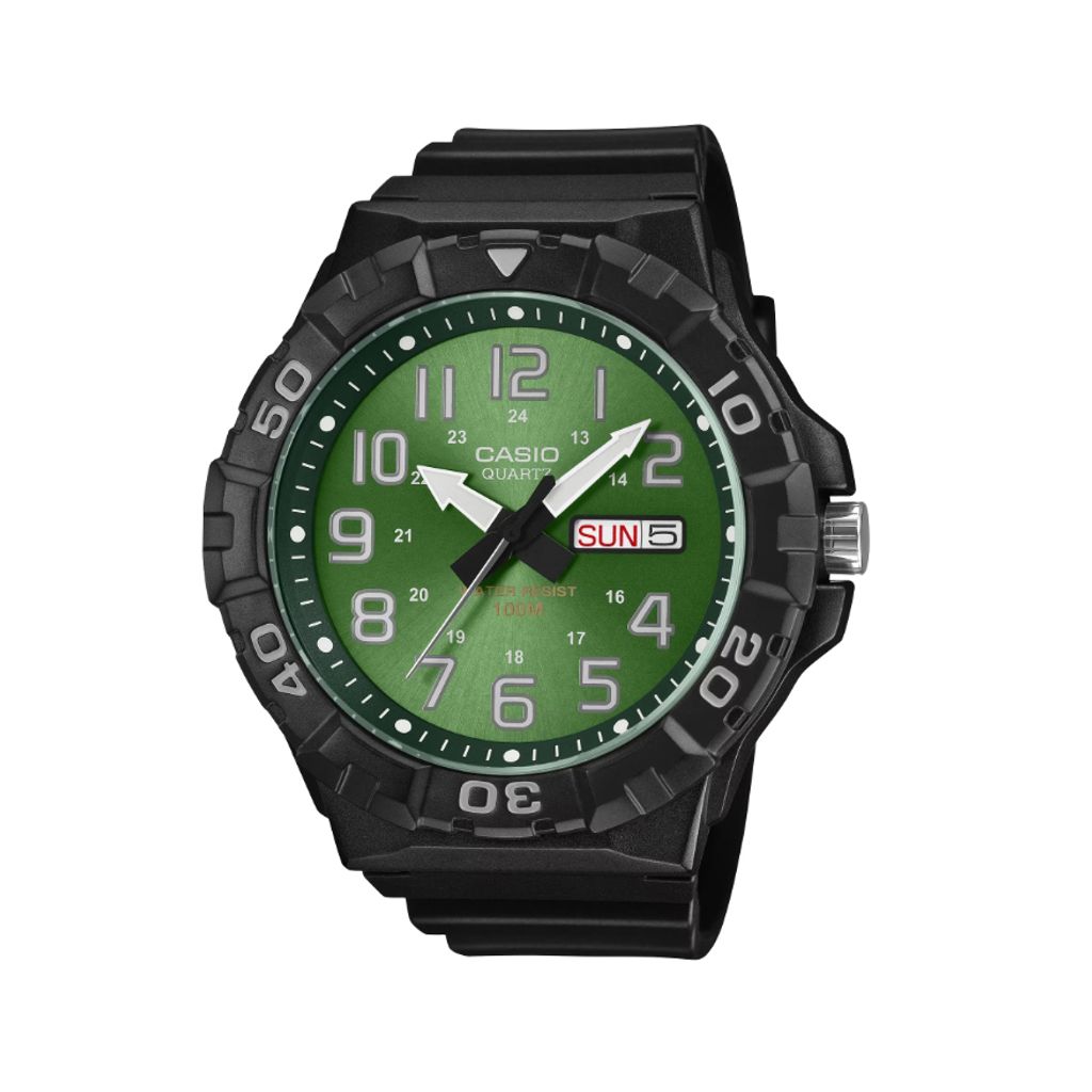 CASIO | MRW-210H-3BV | 綠色錶盤 運動風 黑色手錶 正面
