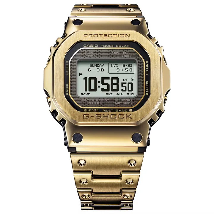 CASIO | G-SHOCK GMW-BZ5000GD-9 | 太陽能 藍芽電波 全金屬 金色腕錶 正面展示