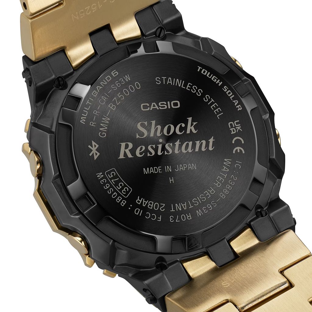 CASIO | G-SHOCK GMW-BZ5000GD-9 | 太陽能 藍芽電波 全金屬 金色腕錶 背面細節