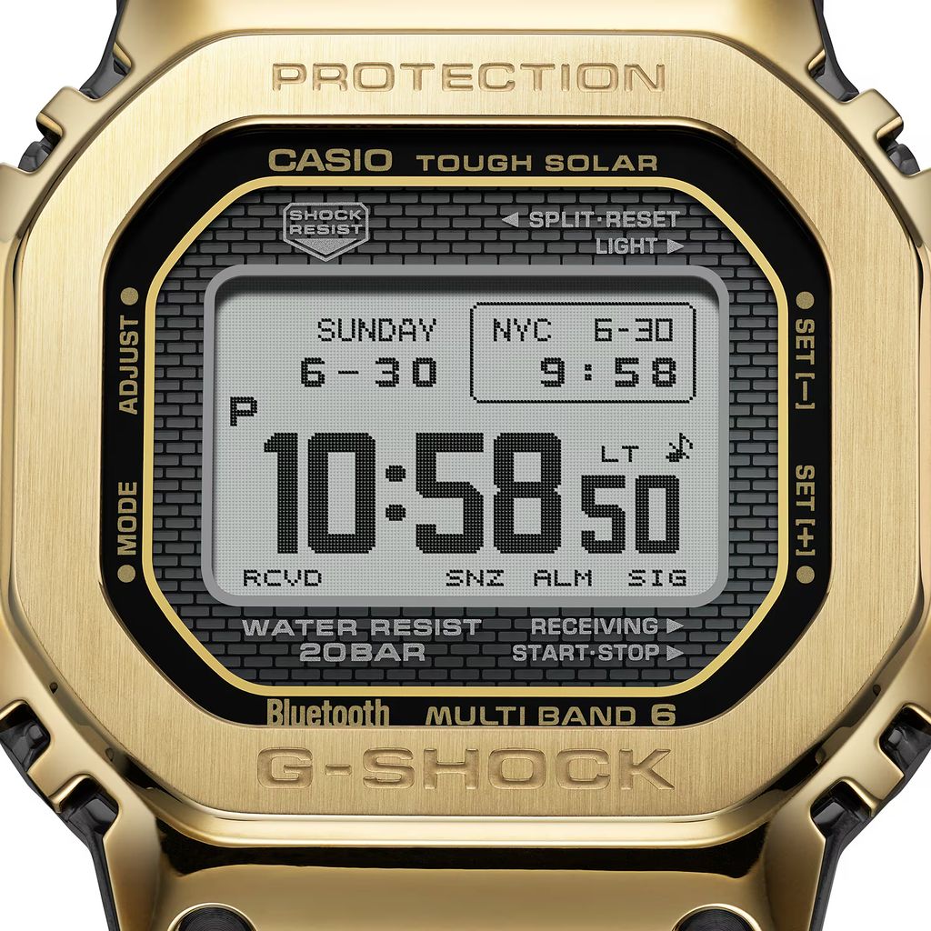 CASIO | G-SHOCK GMW-BZ5000GD-9 | 太陽能 藍芽電波 全金屬 金色腕錶 錶面細節