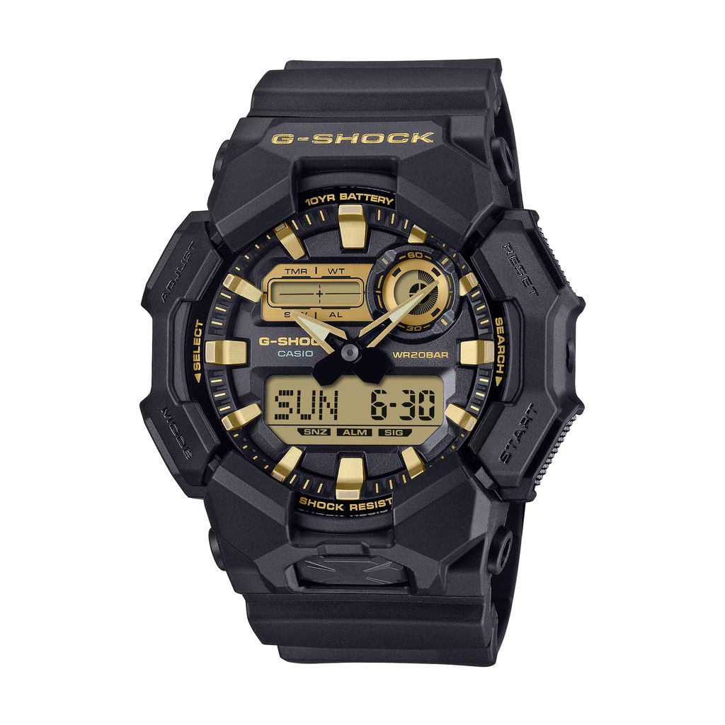 CASIO | G-SHOCK GA-010GB-1A9 | 黑金雙顯錶 男錶 正面