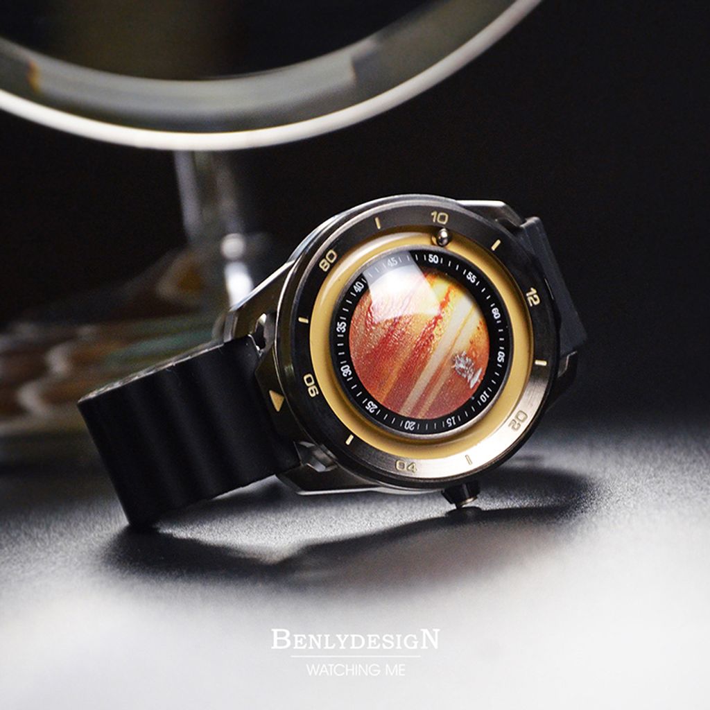 Benlydesign | 星球旅行者系列 MO.J 木星 | 木星造型面盤 石英錶 黑色矽膠錶帶 實體細節