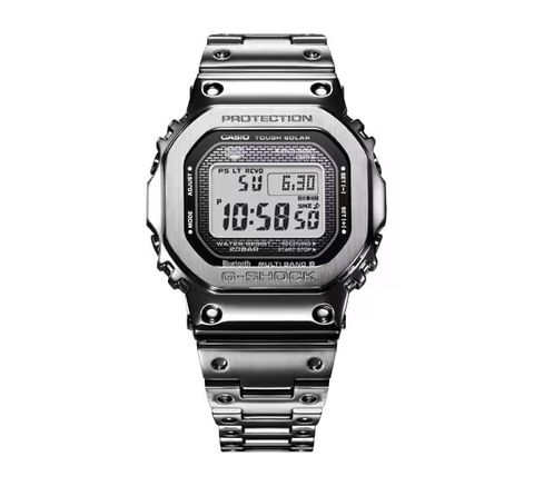 CASIO | G-SHOCK GMW-B5000D-1 | 太陽能 藍芽電波 全金屬 銀色腕錶 正面展示
