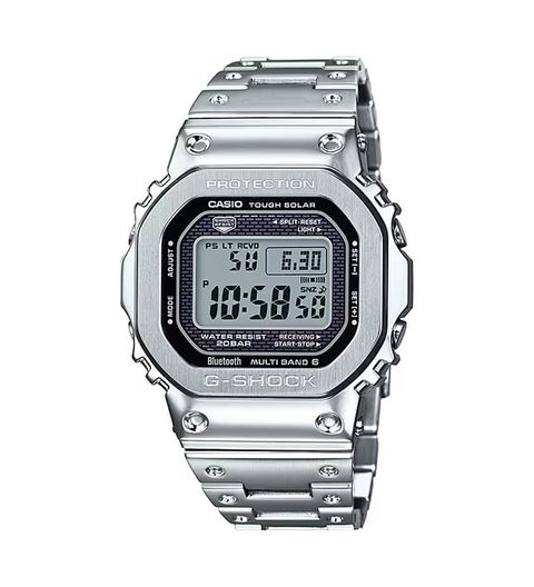 CASIO | G-SHOCK GMW-B5000D-1 | 太陽能 藍芽電波 全金屬 銀色腕錶 正面
