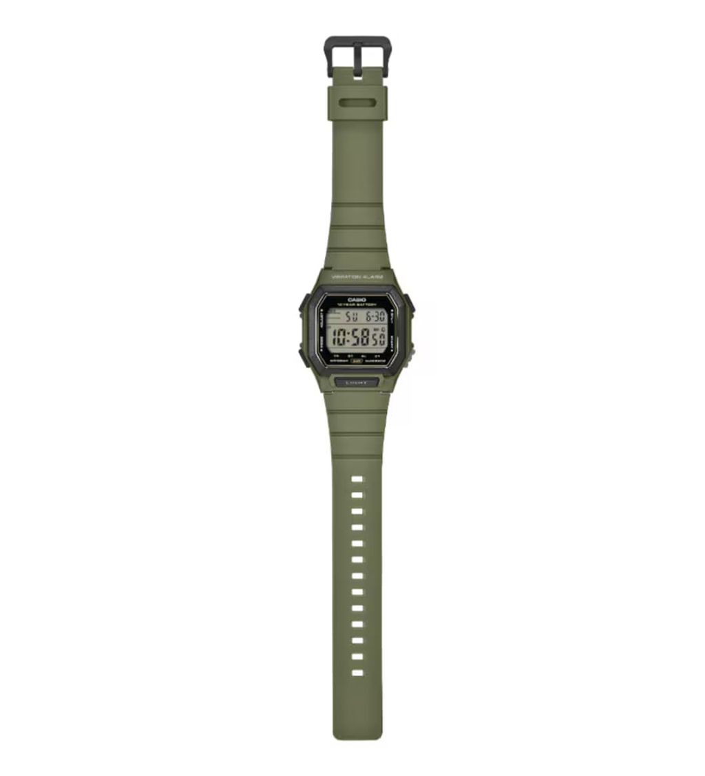 CASIO | W-738H-3AV | 2026新品 墨綠 震動鬧鐘 方形電子錶  平面