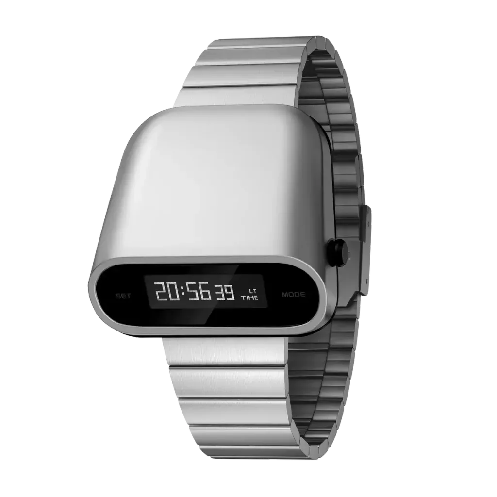 【618優惠套組】Benlydesign | S1000S-W-D | 銀色不鏽鋼太陽能多功能電子錶 正面