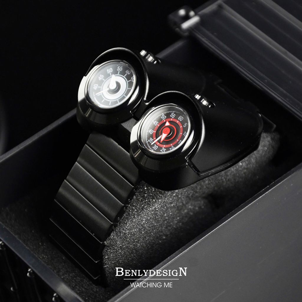 Benlydesign | M4.BB | 競速 白+紅渦輪錶盤 黑色不鏽鋼 石英錶 實體盒裝