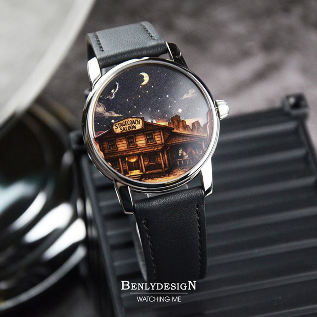 【全球限量】Benlydesign | Sallon BWR010 | 西部酒館 日升月落美式荒漠錶面 石英錶 實體正面