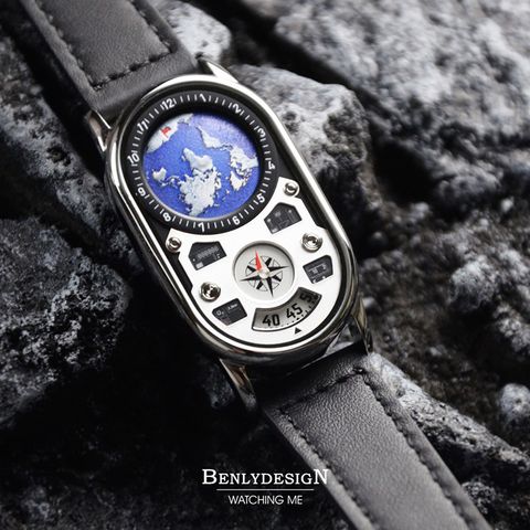 【全球限量】Benlydesign | PD-EH | 2026新品 星球儀表板 地球 石英腕錶 錶面細節
