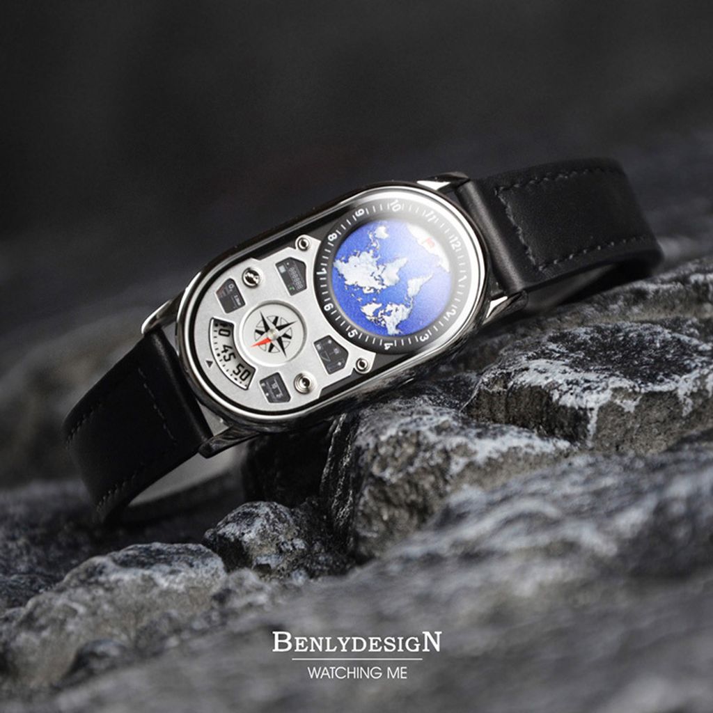 【全球限量】Benlydesign | PD-EH | 2026新品 星球儀表板 地球 石英腕錶 橫躺展示