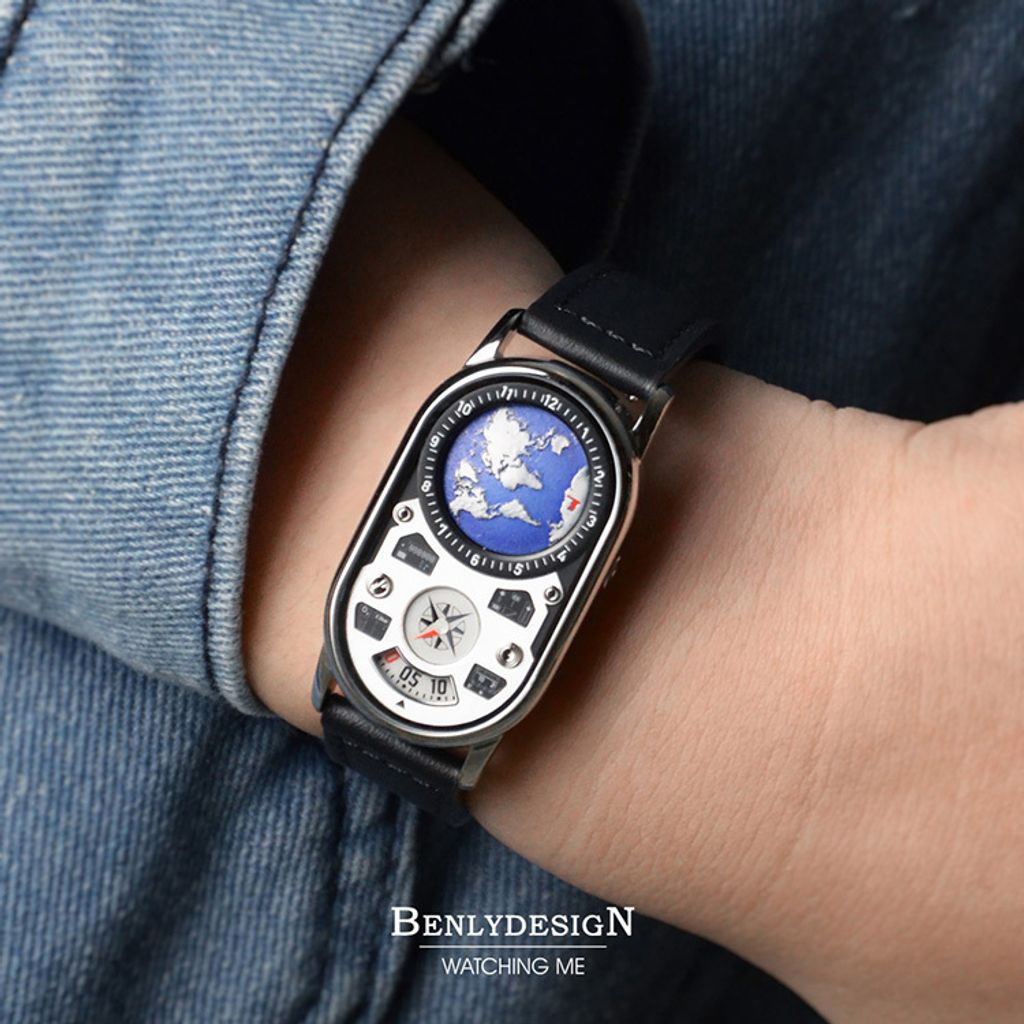 【全球限量】Benlydesign | PD-EH | 2026新品 星球儀表板 地球 石英腕錶 實戴錶面細節