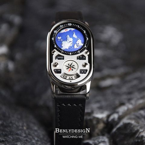 【全球限量】Benlydesign | PD-EH | 2026新品 星球儀表板 地球 石英腕錶 實體正面