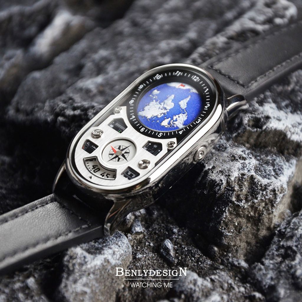 【全球限量】Benlydesign | PD-EH | 2026新品 星球儀表板 地球 石英腕錶 正右側