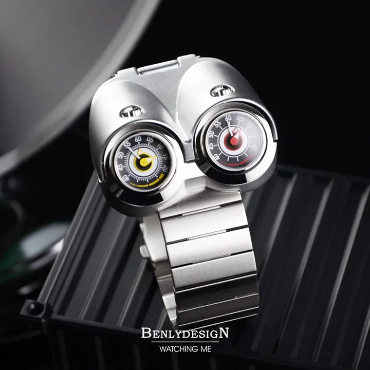 Benlydesign | M4.SS | 競速 紅+黃渦輪錶盤 銀色不鏽鋼 石英錶 實體