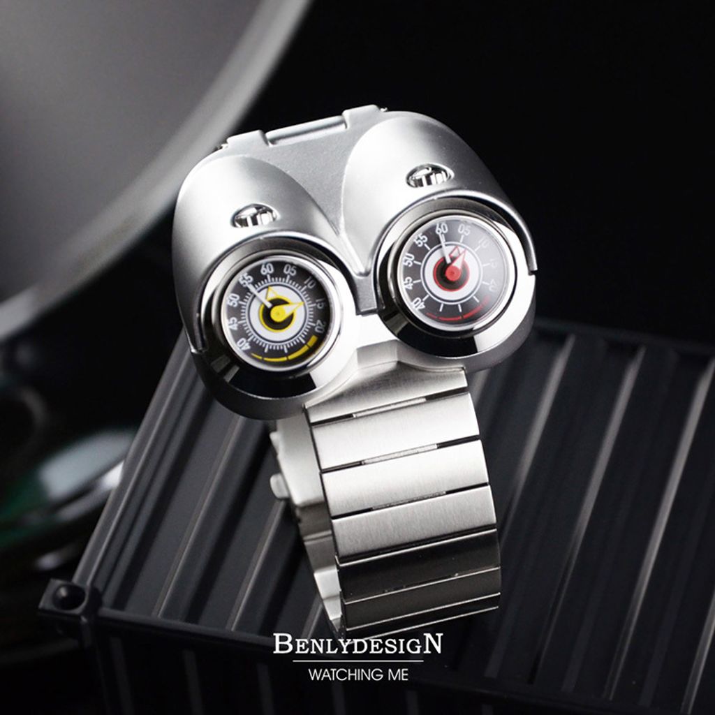 Benlydesign | M4.SS | 競速 紅+黃渦輪錶盤 銀色不鏽鋼 石英錶 實體