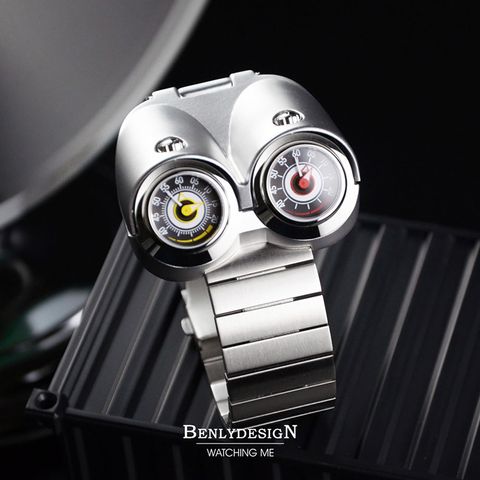 Benlydesign | M4.SS | 競速 紅+黃渦輪錶盤 銀色不鏽鋼 石英錶 實體