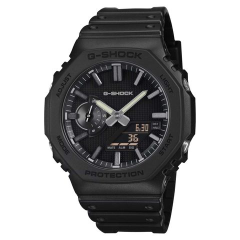 CASIO G-SHOCK | GA-2100LXB-1A | 2026 6月新品 黑錶盤 銀色指針 全霧面經典八角雙顯手錶 正面