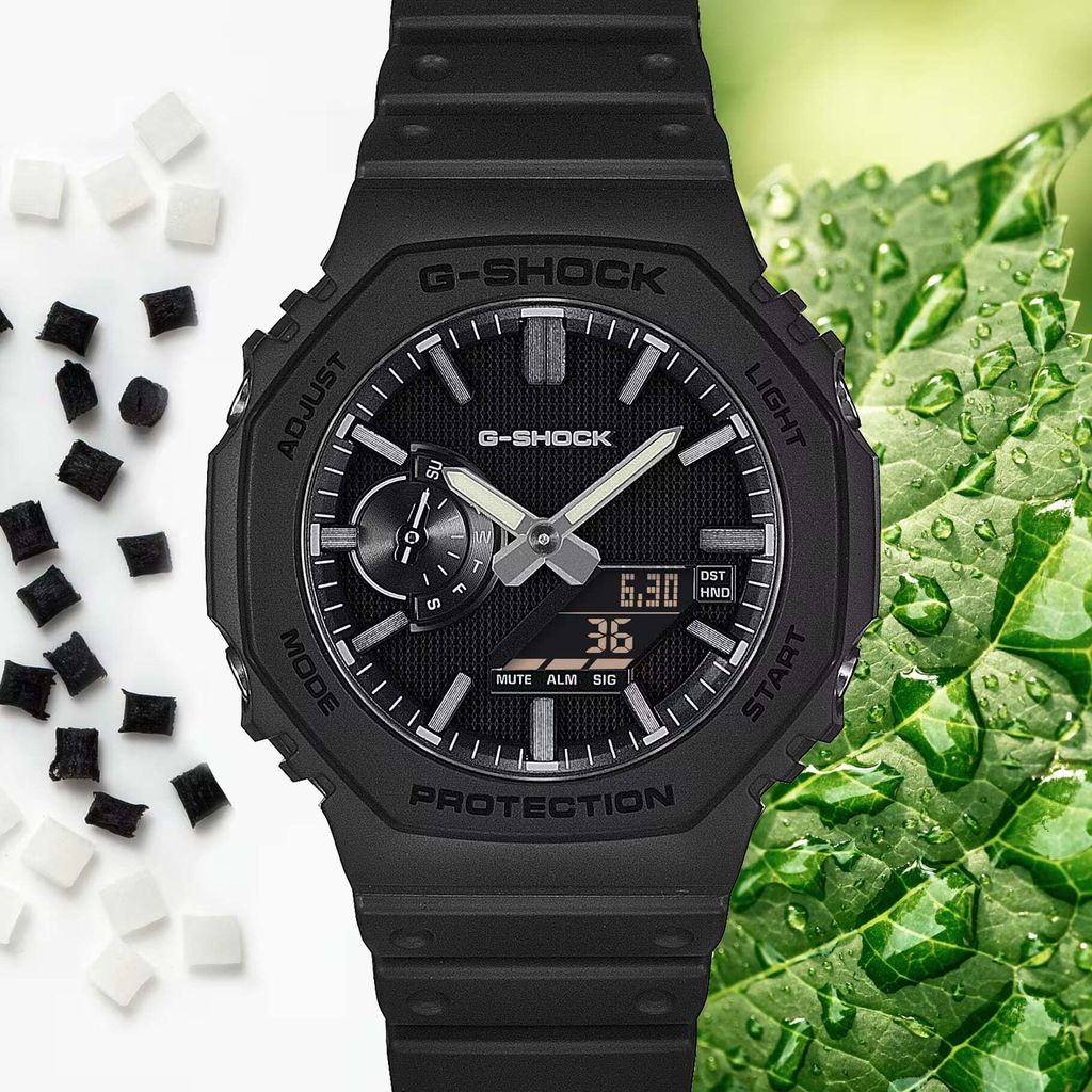 CASIO G-SHOCK | GA-2100LXB-1A | 2026 6月新品 黑錶盤 銀色指針 全霧面經典八角雙顯手錶 視覺圖