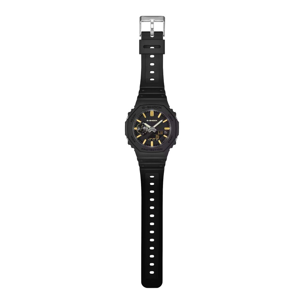 CASIO G-SHOCK | GA-2100LXB-1A9 | 2026 6月新品 黑錶盤 金色指針 奢華全霧面經典八角雙顯手錶 平攤展示