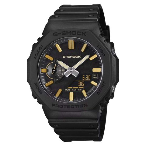 CASIO G-SHOCK | GA-2100LXB-1A9 | 2026 6月新品 黑錶盤 金色指針 奢華全霧面經典八角雙顯手錶 正面