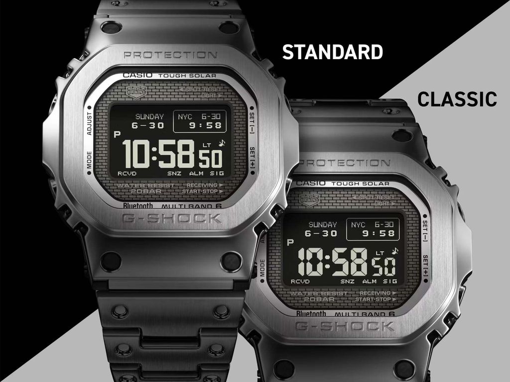 CASIO | G-SHOCK GMW-BZ5000D-1 | 太陽能 藍芽電波 全金屬 MIP 液晶螢幕 銀色腕錶 宣傳圖