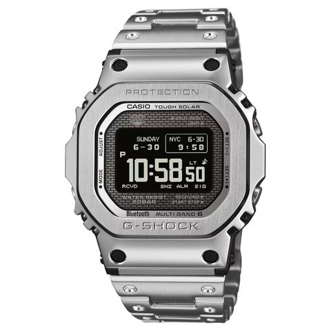 CASIO | G-SHOCK GMW-BZ5000D-1 | 太陽能 藍芽電波 全金屬 MIP 液晶螢幕 銀色腕錶 正面
