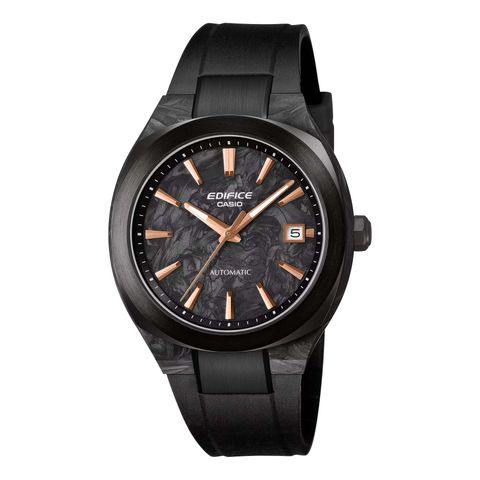 CASIO | EDIFICE系列 EFK-200XPB-1A | 2026 7月新品 黑色 玫瑰金指針 簡約競速機械錶 正面