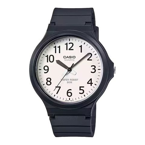 CASIO | MW-240-7BV | 黑白色 簡約數字腕錶 考生必備 正面