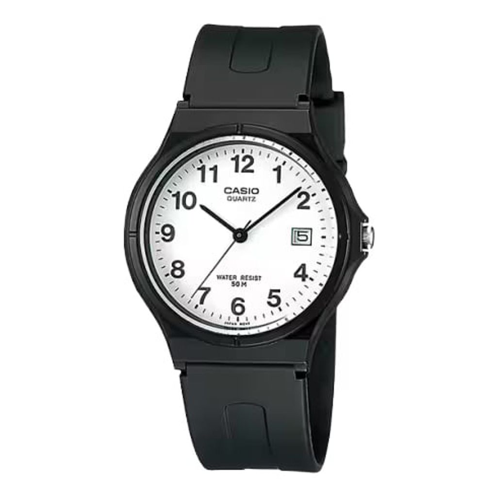 CASIO | MW-59-7BV | 日期顯示 白色面盤 簡約黑色腕錶 學生必備 正面