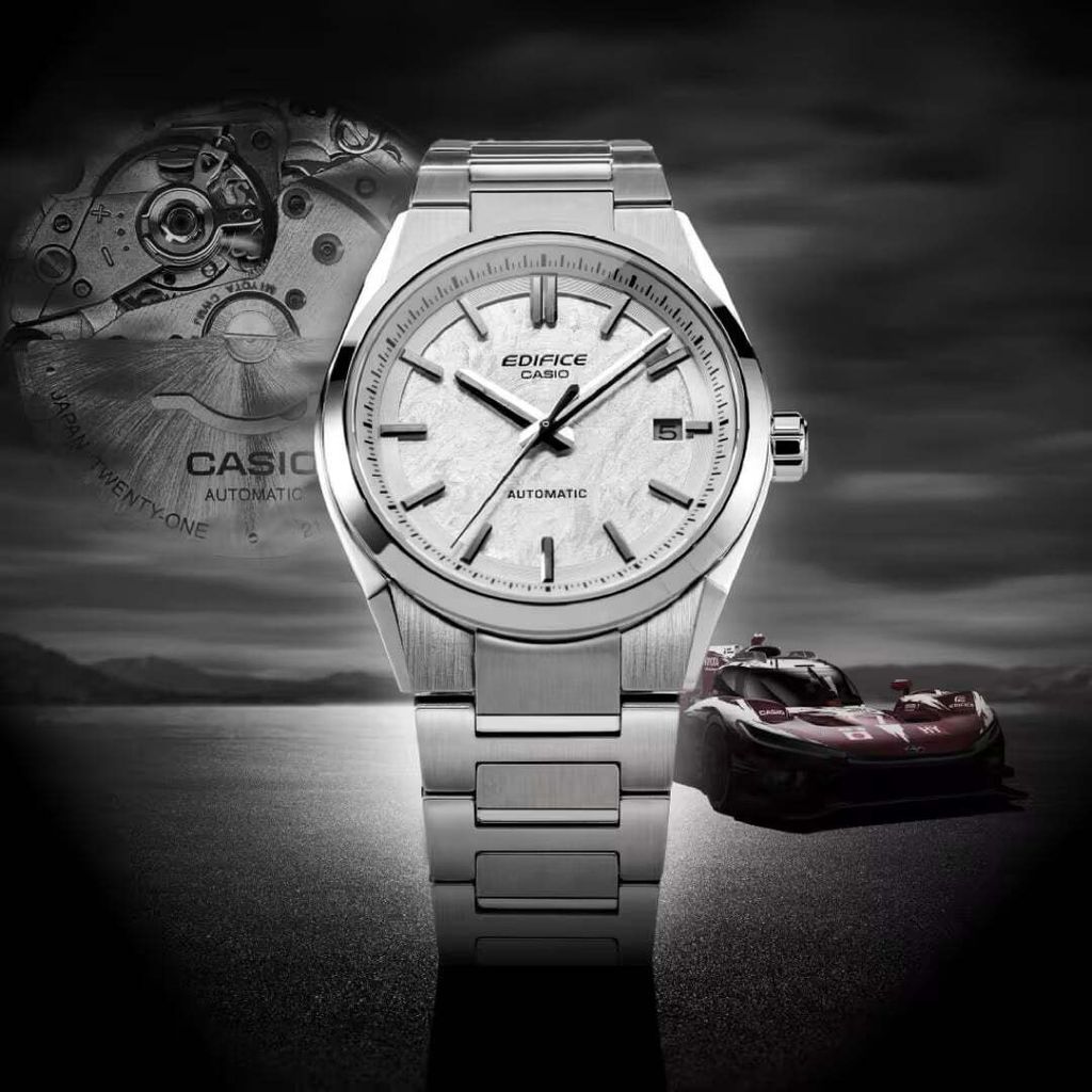CASIO | EDIFICE系列 EFK-110D-7A | 2026年新款 銀色 銀白電鑄工藝錶盤 簡約競速機械錶 入門首選 視覺圖